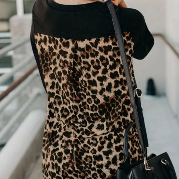 Long Sleeve Leopard Print Top — Black - Picture 4 of 5